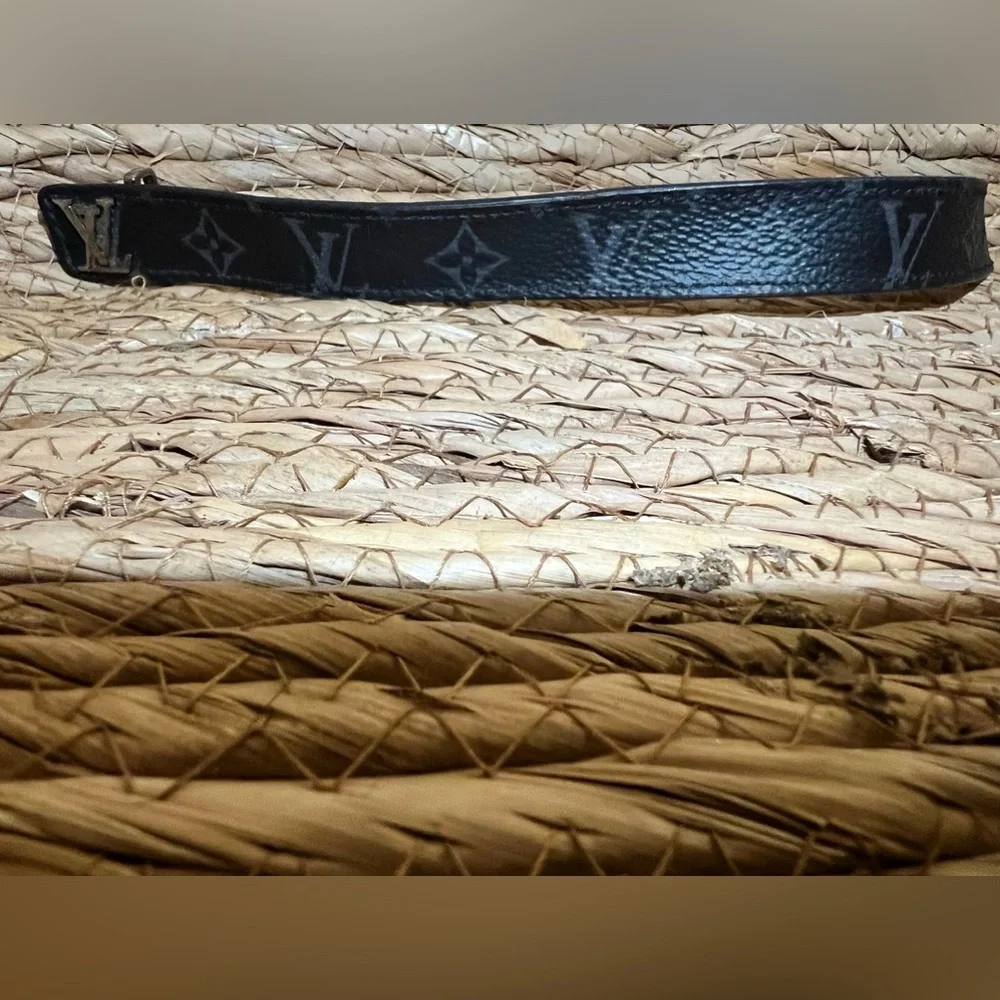 Louis Vuitton Black Leather Bracelet M6456 sz 21